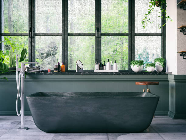 Bathtub in the loft interior le vert pour choisir les bonnes couleurs de peinture