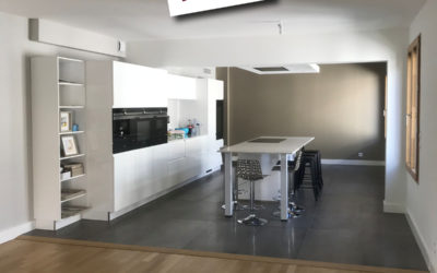 Pose d’un sol mixte carrelage/parquet à Irigny